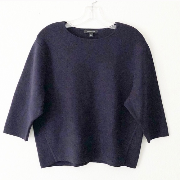 Ann Taylor Tops - ANN TAYLOR boxy structured ribbed top navy blue